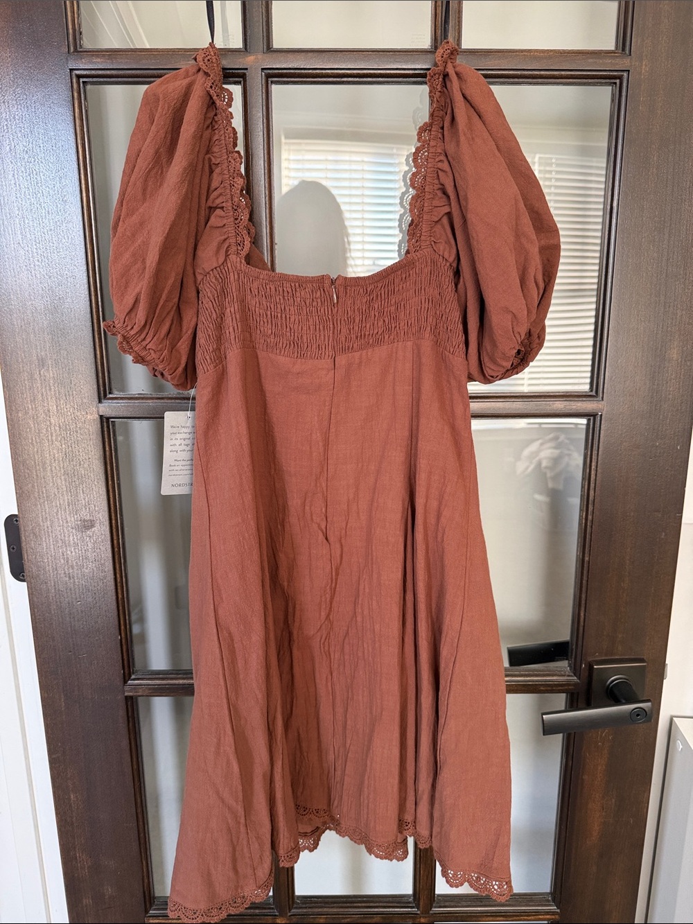 Petal & Pup Chocolate Brown Puff-Sleeve Mini Dress - Picture 9 of 9